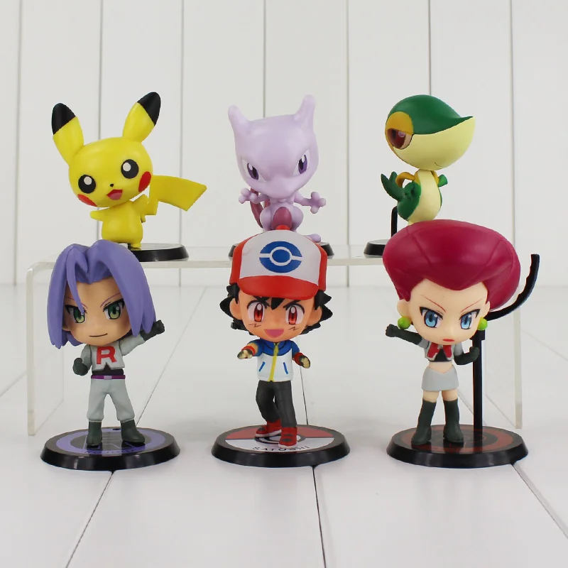 

6pcs/set 7~9CM Cute Satoshi lizardon Mew Anime Action Figure PVC Toys
