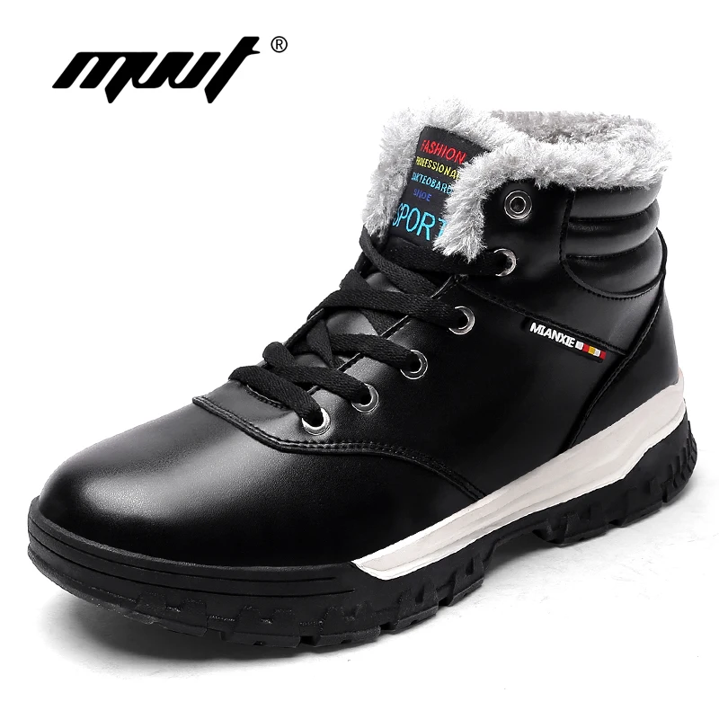 

MVVT Plust Size Men Winter Boots With Fur Keep Warm Fashion Microfiber Men Boots Platform Snow Boots Waterproof Ankle boots