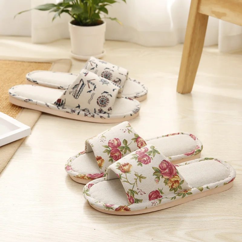 

Autumn New 2018 Ladies Slippers Linen Ladies Shoes Indoor Slippers Fashion Couple Chanclas Mujer Home Slippers For WomenTX039