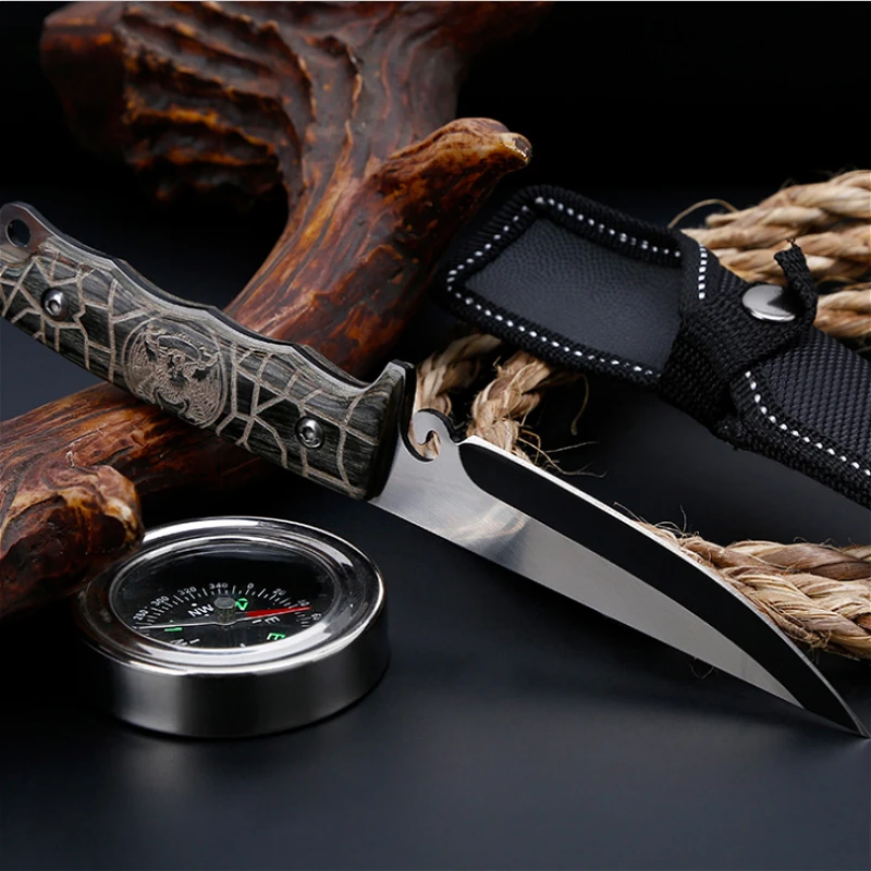 

5 cr13 steel sand light 58HRC retro ring handle collection straight knife field camping survival multifunctional straight knife