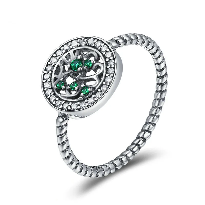 

Marcatsa Creativity Tree of Life Cubic Zircon Ring Round Green Gem Crystal Engagement Rings for Women Wedding Fashion Jewelry
