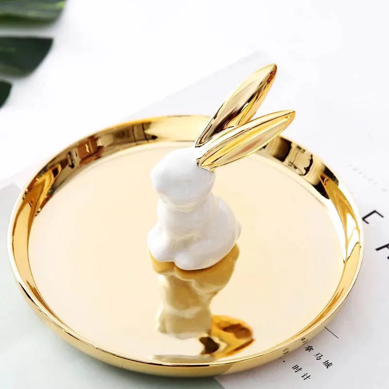Европейский стиль керамическое покрытие вешалка для ювелирных изделий ожерелье рога органайзер для хранения Золотой декоративный поднос украшения