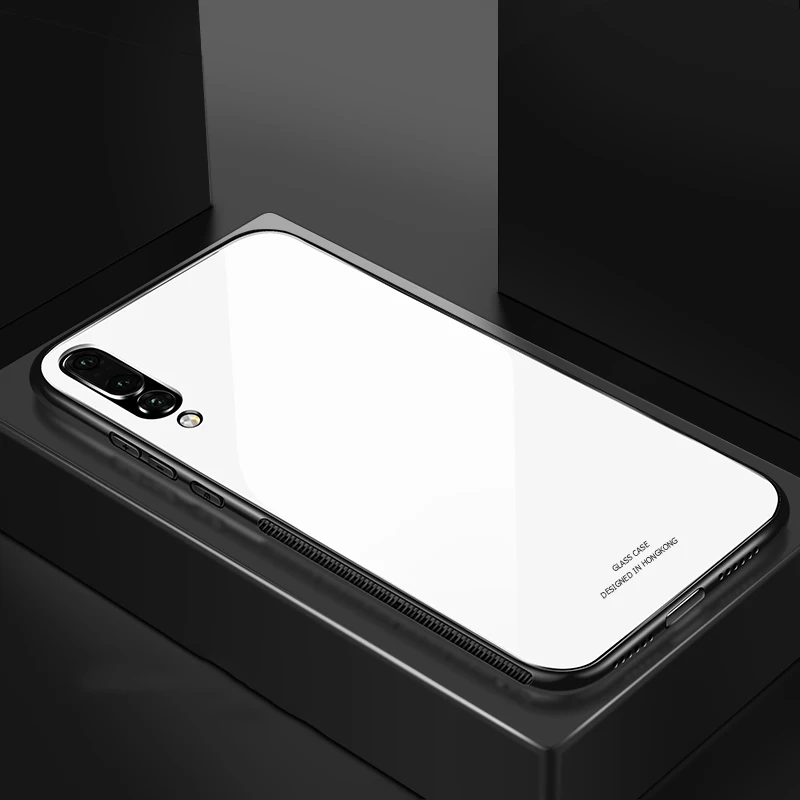 For-Huawei P30 Case-Luxury-Slim-Fit-Glossy-Tempered-Glass-Soft-Silicone-Frame (9)