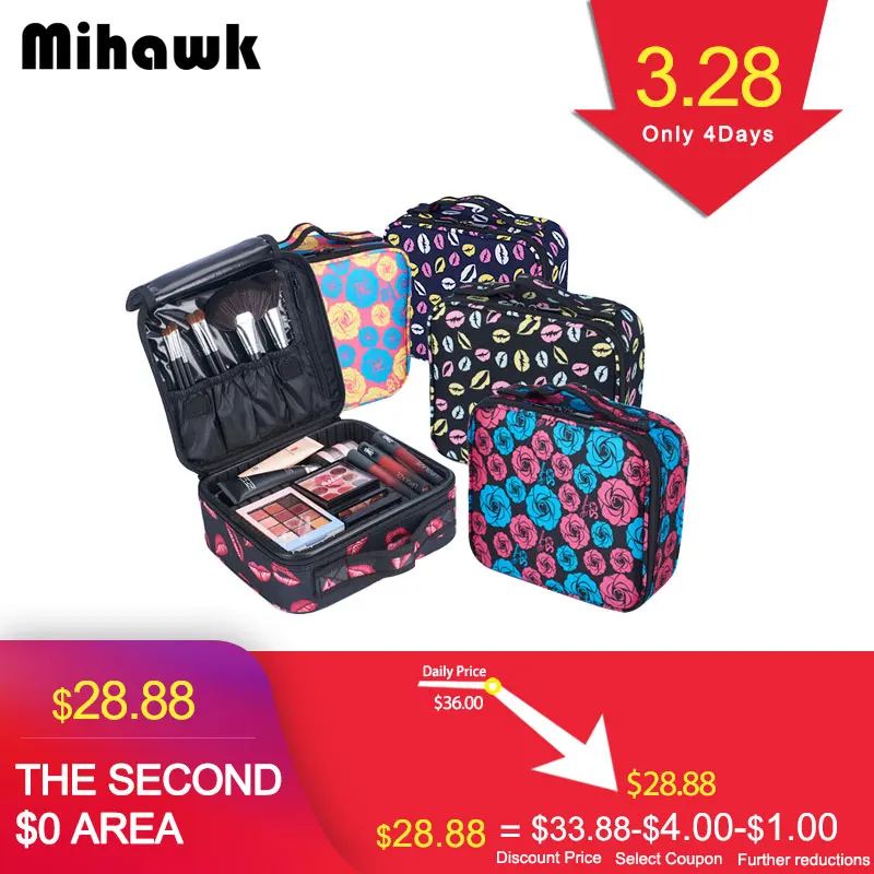 

Mihawk Professional Vanity Cases Makeup Bag Suitcase Beautician Tote Women Cosmetic Bags Toiletry Brush Lipstick Pouch Accessory