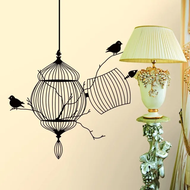 231 25 De Réductioncreative Maison Décoration Murale Cage à Oiseaux Stickers Muraux Salon Maison Décor Amovible Vinyle Oiseau Stickers Muraux Art