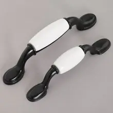96mm Drawer pull handle black kitchen cabinet handle pull white ceramic dresser cupboard pull white black