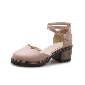 

Spring and summer models comfortable thick with square with cross buckle belt 40-43 female students sandals tide 1849