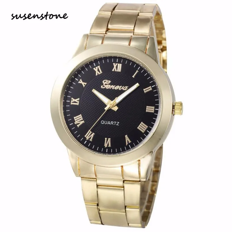 

Susenstone Men Women Gold Full Stainless Steel Band Watch Geneva Fashion Luxury Gentalman Business Watch Relogio Masculino Y25