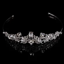 Elegant Bride Rhinestone Crystal Leaves Flower Diadem Hair Accessories Wedding Dress Crown Bridal Tiara Headpiece Bijoux Cheveux