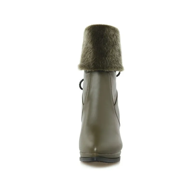 Plataforma Mujer Botas black Moda Punta Europea Piel Delgada Pu Cuero 2018 green Tacones Invierno Zapatos Calzado Brown Nueva De red Altura wPvqxcRX
