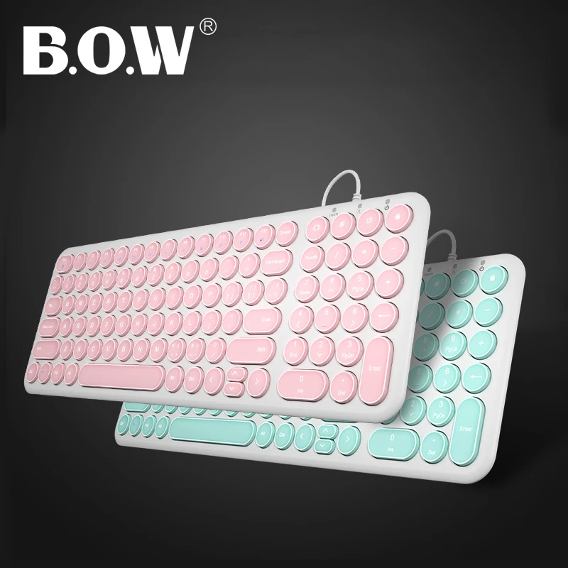 Ergonômico de B.o.w Confortáveis do Chocolate Teclado com Fio Durável do Computador para o pc o Teclado com Fio Chaves Silenciosas Ultra-fino Usb 96