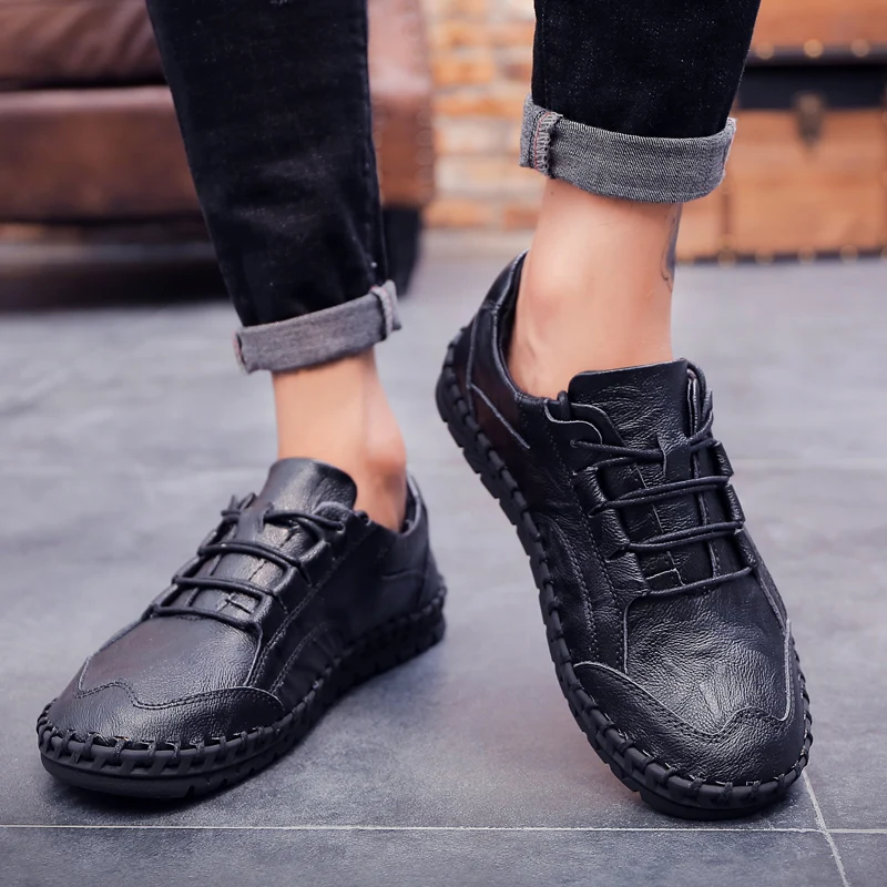 

ARUONET Top Brand Genuine Leather Men Shoes Autumn Casual Work Shoes Outdoor Lace-Up Boat Shoe Man Chaussure Bateau Homme