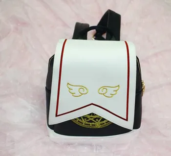 

1 piece Sailor Moon wing Black + white PU Leather Backpack Women Shoulder Rucksack 2020 School Bags for Teenage Girls