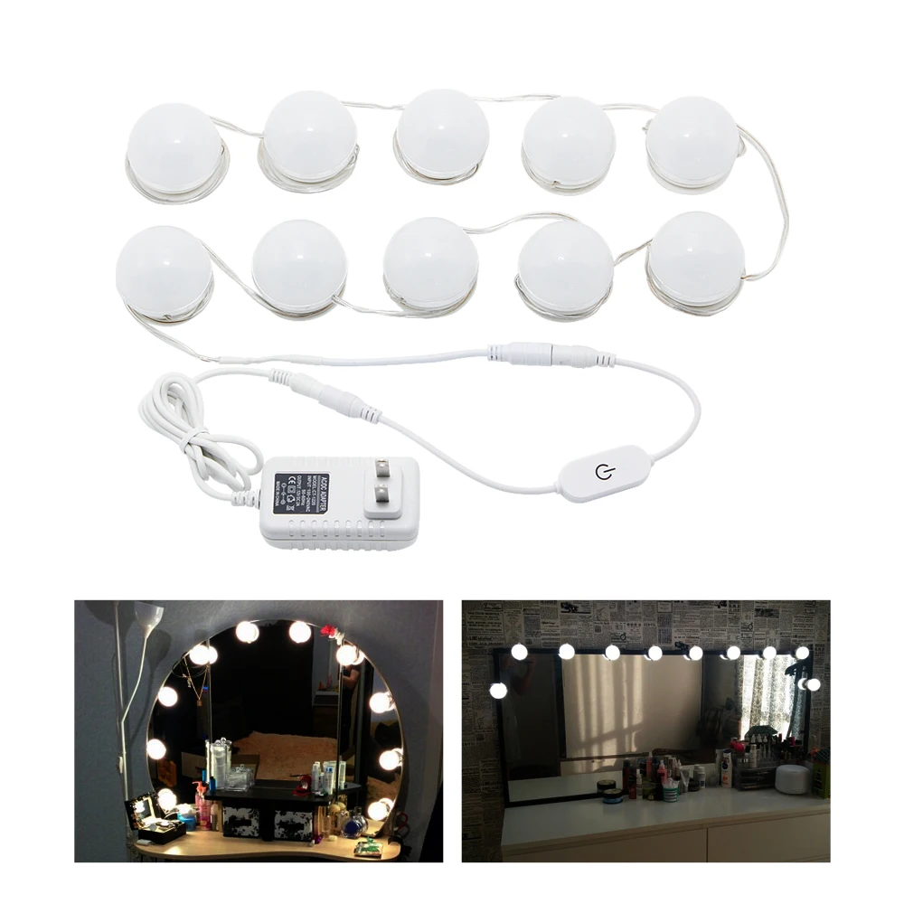 

10W LED Vanity Mirror Makeup Light Bulb Waterproof Wall Sconce Hollywood Lamp 4000K for Bathroom Table with Dimmer Touch Control