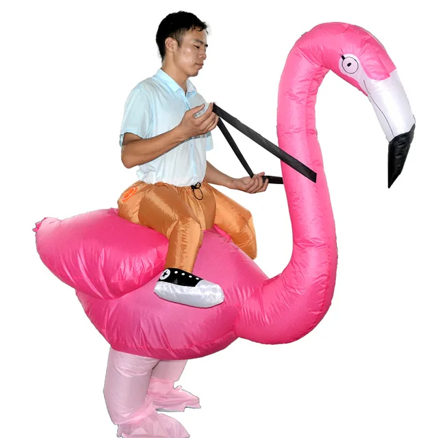 Flamingo Inflatable Costume Rider Cosplay Halloween Airblown Dress Suit