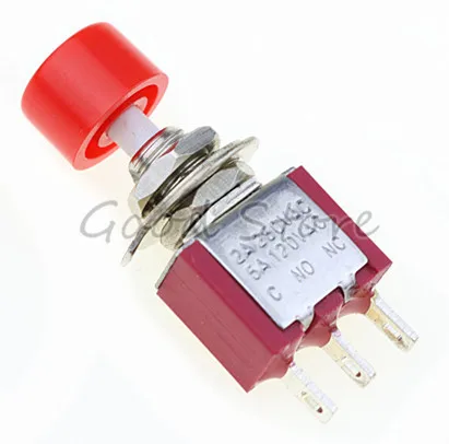 3 Pin SPDT мгновенный AC 2A/250V 5A/120V кнопочный переключатель 1 NO 1 NC - Цвет: Red head