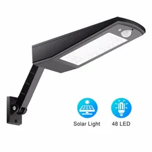 Наружное освещение 48 светодиоды и солнечные лампы настенный светильник PIR Сенсор движения аварийная настраиваемый шест IP65 Водонепроницаемый 4 режима для сада