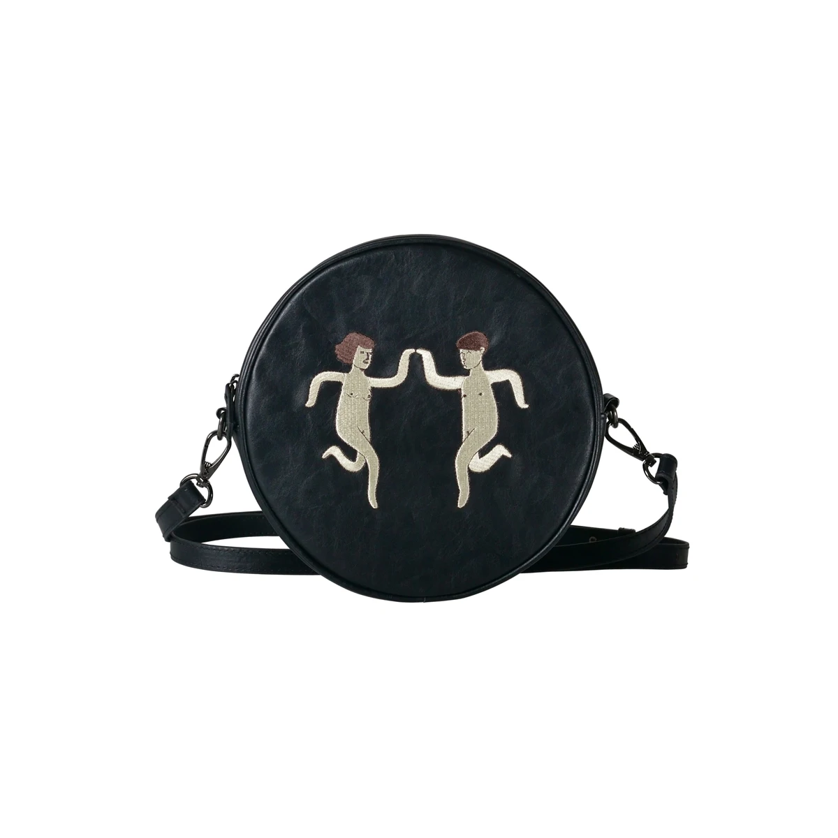 KIITOS LIFE Интимная вышивка кожаная мультяшная круглая сумка на плечо сумка-мессенджер - Цвет: 2