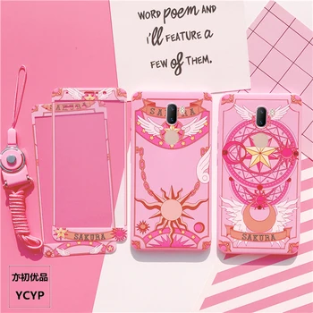 

For Xiaomi Mi8 Cardcaptor Sakura Case +Tempered Glass Screen film , Cartoon Cover for Xiaomi Mi6 / 6X / Mi 5X /5S /5Splus case