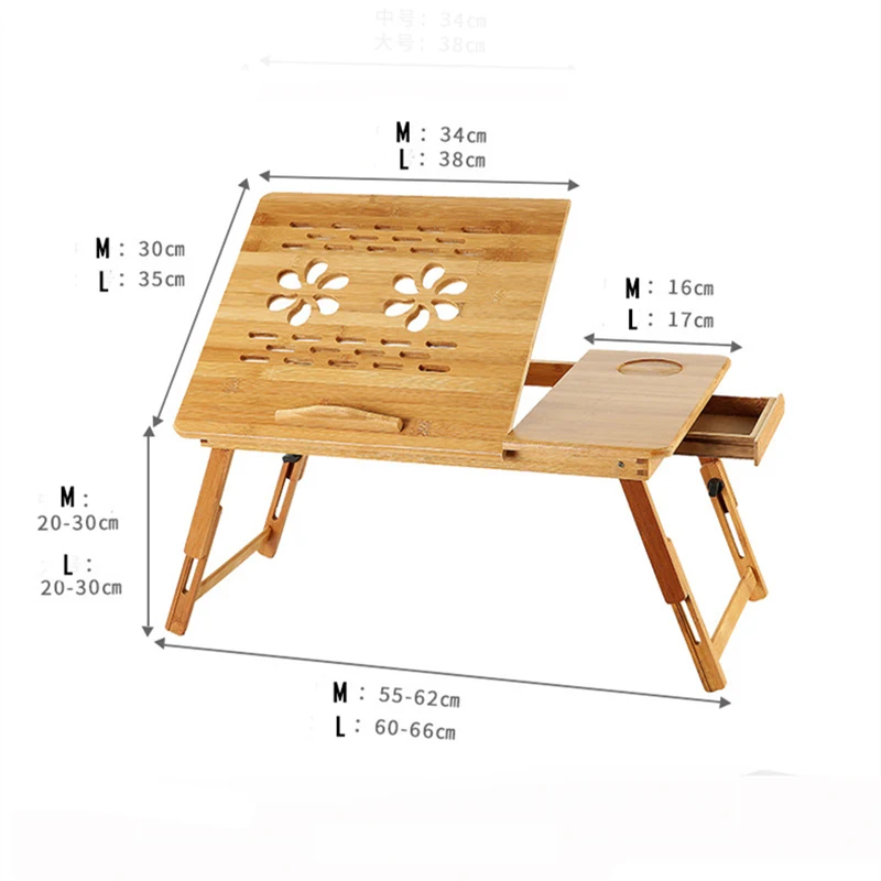 Складной Портативный регулируемый Бамбука Подставка для планшета ноутбук стол Тетрадь стол журнальный столик для кровать, диван-кровать
