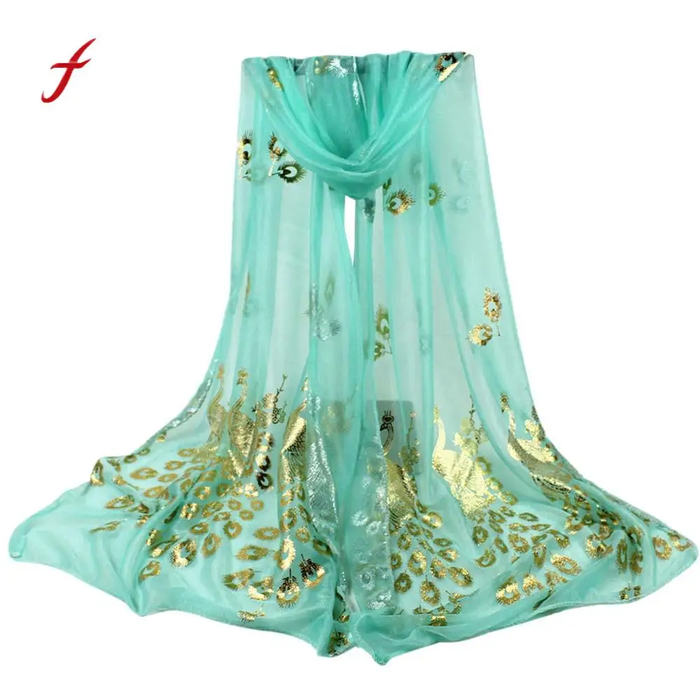 

FEITONG Female scarf Women Lady Multi-color Peacock Flower Scarf Long Soft Wrap Shawl Stole Pashmina New Spring Fashion Scarve