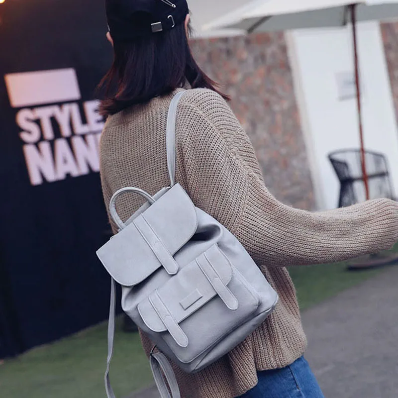 

Fashion Brand Women Designer High Quality Leather Backpacks School Bags for Girls Black Scrub PU Leather Female Backpack 2019