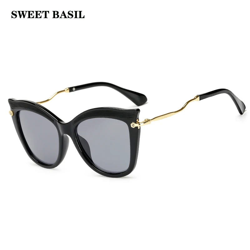 

SWEET BASIL Brand Cat Eye Women Men Sunglasses Personality Alloy Frame Glasses Retro Sunglasses Gradient Eyewears UV400 AM1560