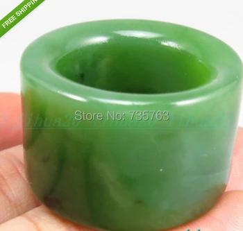 

002 100% natural green hetian Jadeite Archers Thumb Ring men's A grade