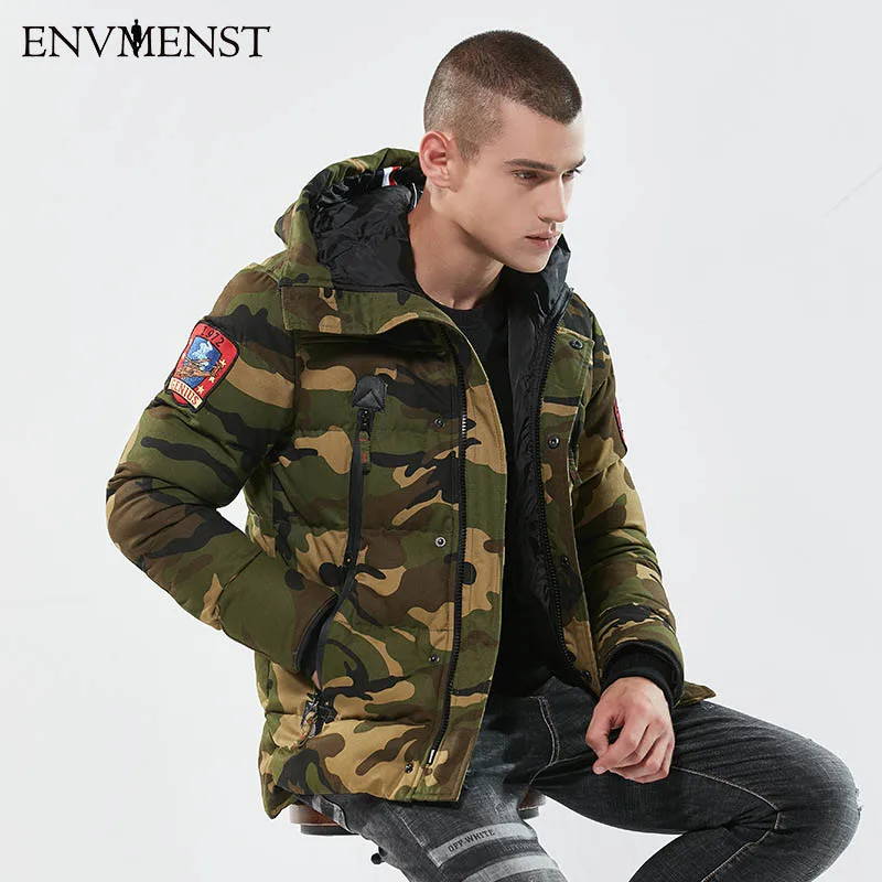 Мужская Камуфляжная парка Envmenst длинная Повседневная зимняя куртка с подкладкой