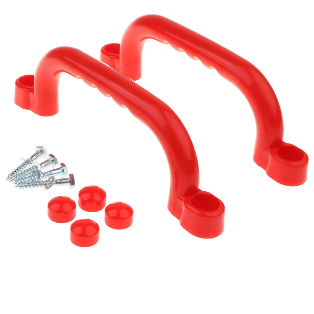 1 Pair Safety Nonslip Handle Mounting Hardware Screw Kits Playset Kids Garden Park Gymnastics Toy Red