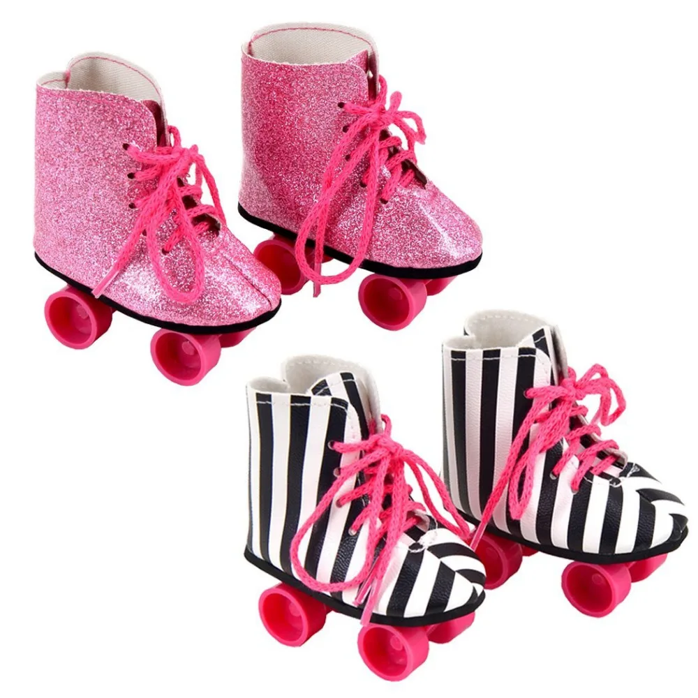 1 Pairs Rockin' Roller Skates For 18 inch Dolls Including Glitter