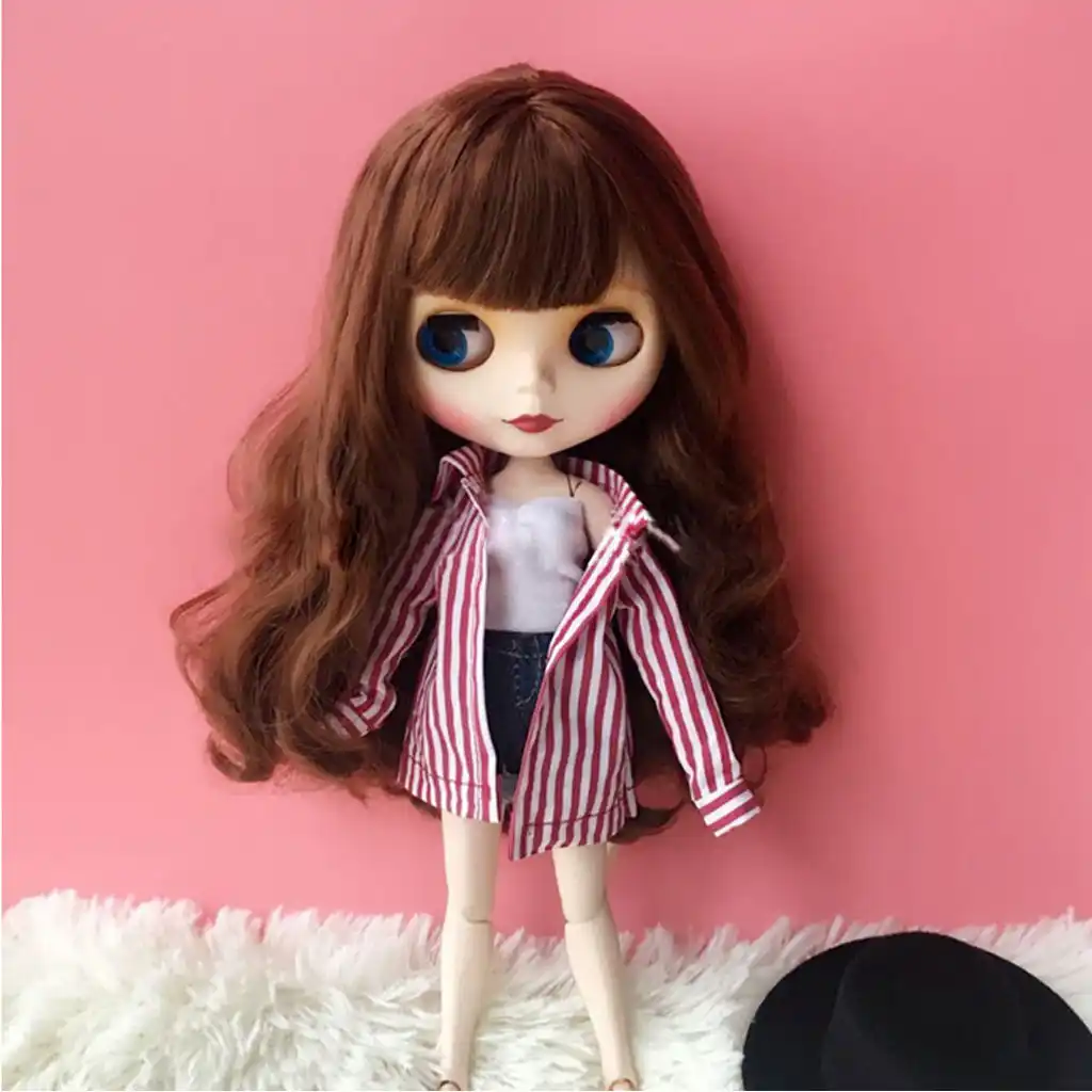 Custom 1:6th Nera e Bianca a Righe Pullover Abito Per Bambola 12/" Corpo Donna