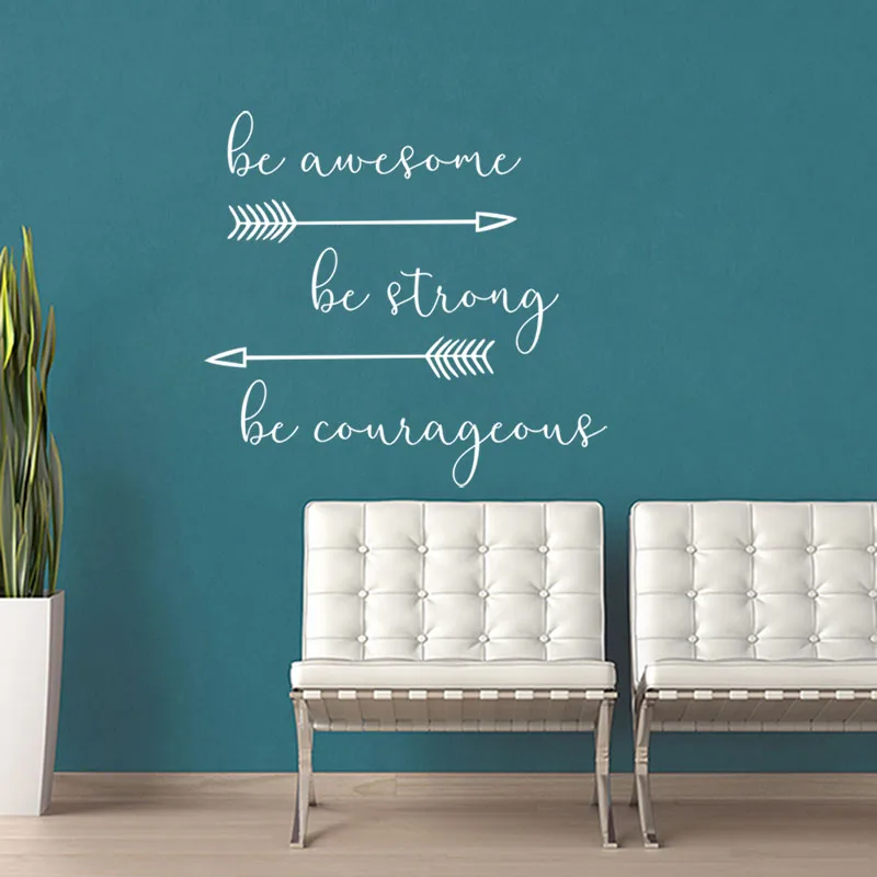 Наклейки Be awesome be strong смелая виниловая наклейка на стену вдохновляющая Наклейка с