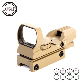 

LUGER Hunting Optics Riflescope Holographic Red Dot Sight Reflex 4 Reticle Tactical Scope 20mm Rail Collimator Sight For Gun
