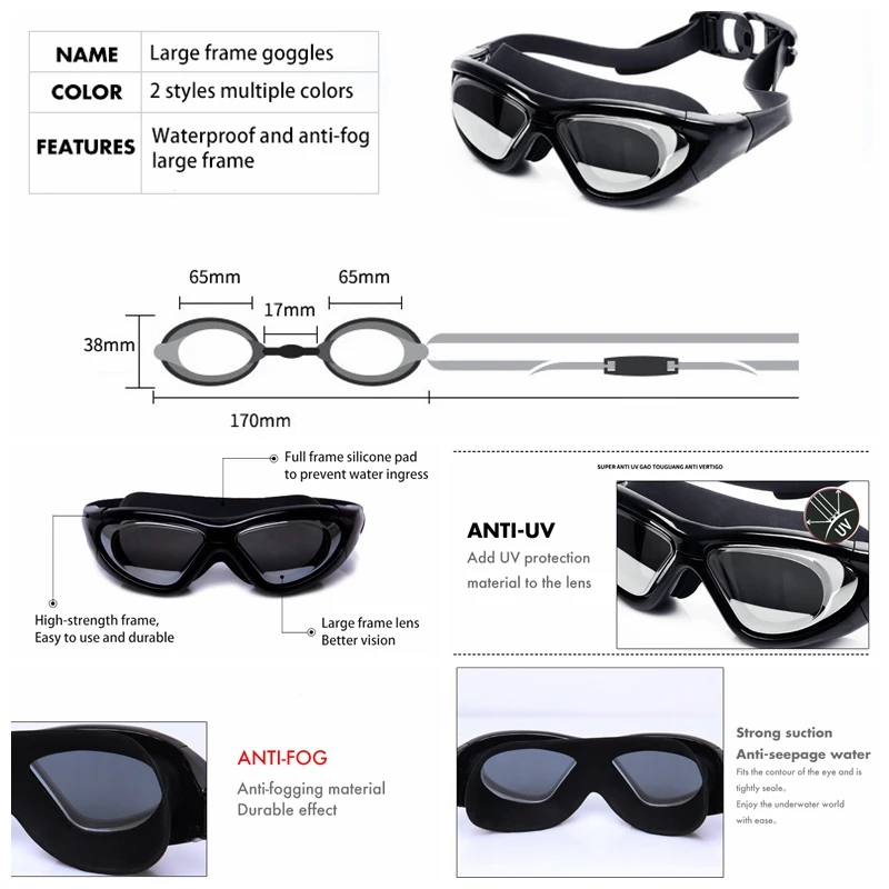 -1.5~-9.0 Degree Myopia Swimming Goggles Men Women Optical Swimming Pool Waterproof Swim Eyewear Prescription Diving Glasses