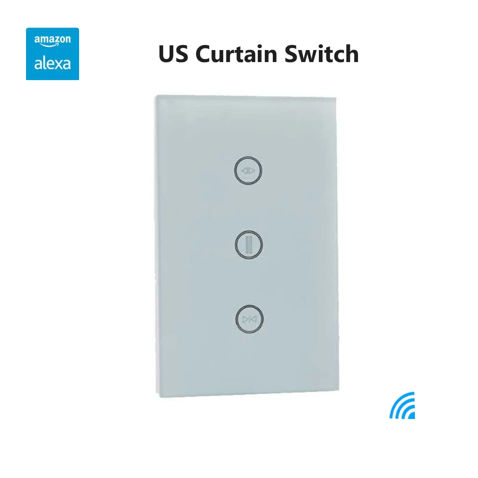 EU US Type Wifi Control Curtain Switch Touch Glass Panel Remote ONOFF Electric Curtain,Voice Control by Google home Alexa Jinvoo App-6