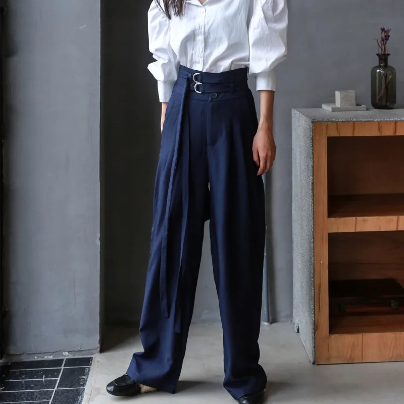 

SuperAen High Waist Wide Leg Pants Women 2019 Summer and Autumn New Long Pants Female Wild Lace Solid Color Ladies Pants