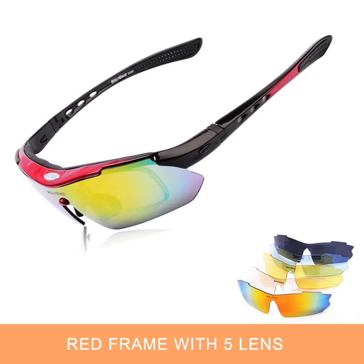 WOSAWE поляризационные велосипедные солнцезащитные очки для спорта на открытом воздухе, велосипедные очки, солнцезащитные очки TR90, очки для велоспорта, 5 линз, белые - Цвет: Красный