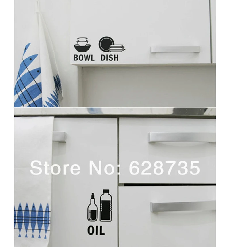 Kitchen wall stickers Waterproof Vinyl Wall Decals For Kitchen Modern Art Decoration Free Shipping