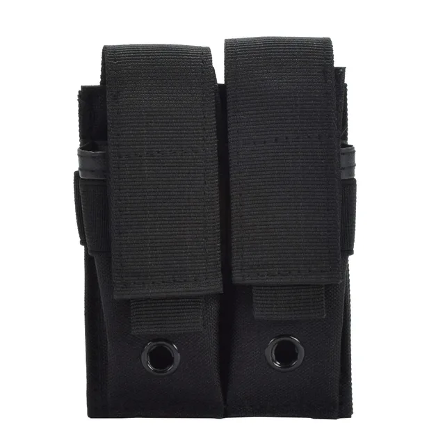 SINAIRSOFT Tactical Nylon 9mm 600D Molle Dual Double Pistol Magazine EDC Pouch Close Holster For Outdoor Hunting Combat Military BK