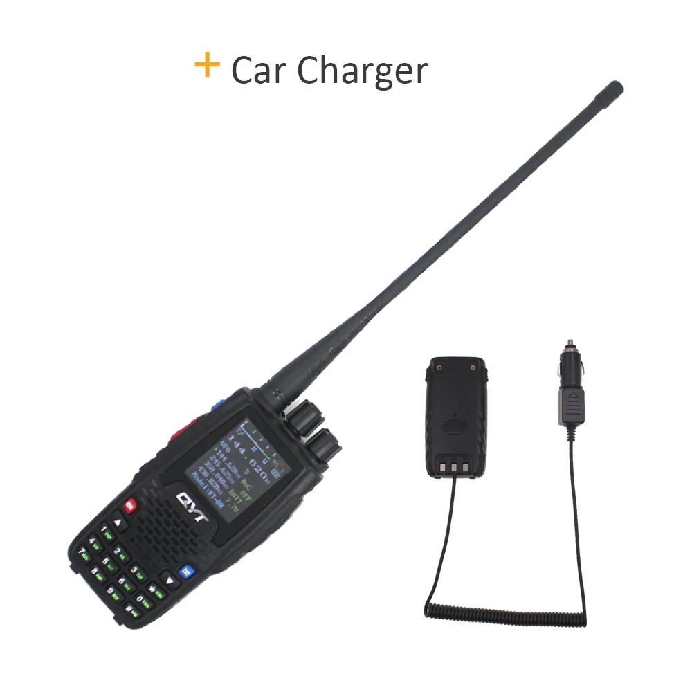 QYT KT-8R портативная рация четырехдиапазонная переносная любительская радиостанция Интерком KT8R цветной дисплей 5 Вт 2000 мАч fm-приемопередатчик - Цвет: add car charger