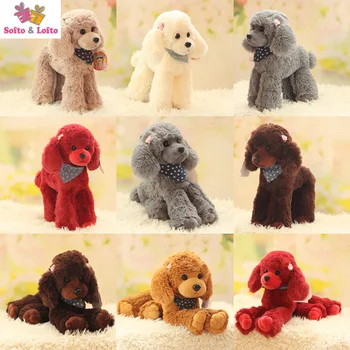 

Free shipping Cute Dog plush toys Poodle Bichon Frise puppy movable stuffed warm soft animal kid christmas birthday party gifts
