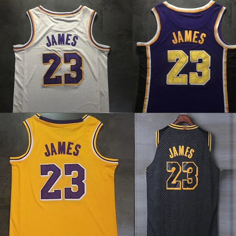 High quality embroidery LeBron James Jerseys Basketball Jersey Lebron Jersey #23 Yellow king 