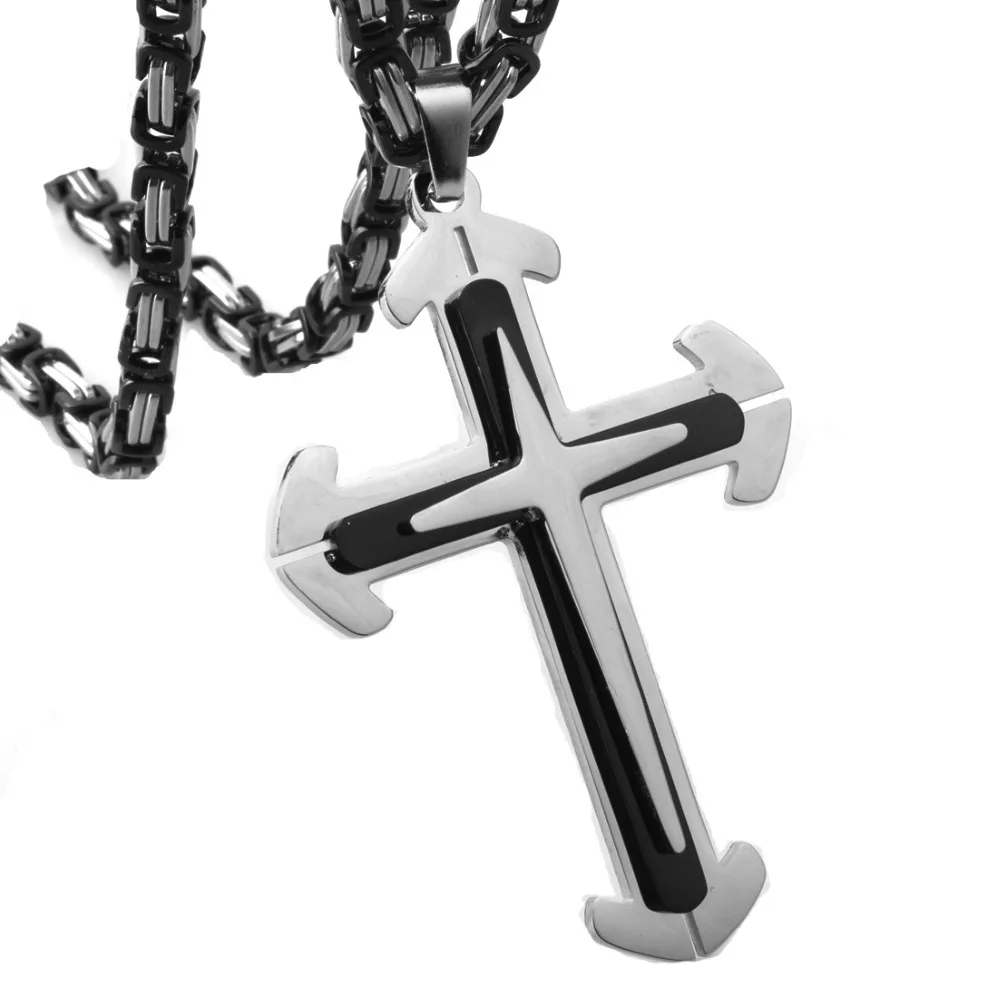 Catholic Church Stainless Steel Jesus Cross Necklace Religion Crucifix