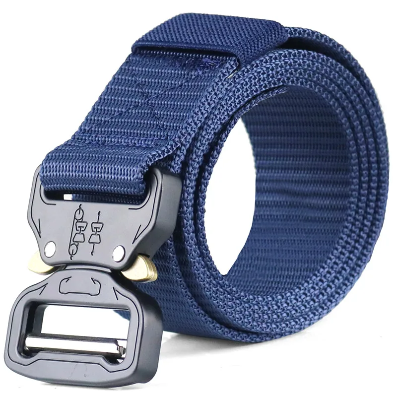 Mens Fashion Casual Canvas Belt Buckle 2-Blue