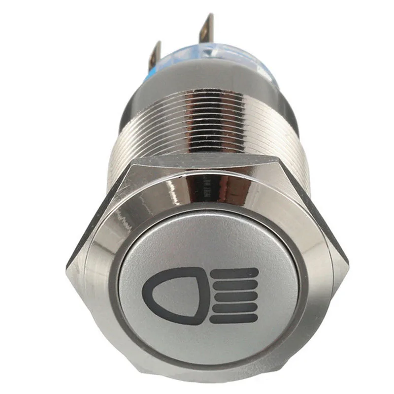 JXLCLYL 1pc 12V 19mm 5Pin Red LED Metal Push Button Latching Switch For Car Fog Light