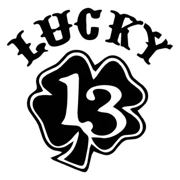 

17cm*17cm 5" LUCKY 13 Clover Shamrock Originality Vinyl Car Sticker Motorcycle Decal Black/Silver S8-0215