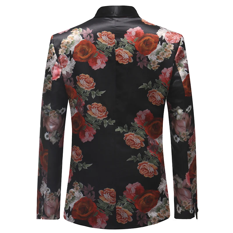 YUNCLOS Terno Masculino New Arrival 2019 Men Suits Burgundy Floral Printed 2 Pieces Set Tuxedo Groomsman Wedding Suits