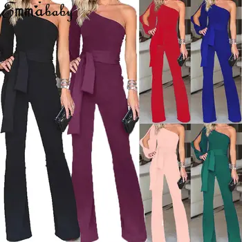 

New Sexy Women Ladies Clubwear Summer Playsuit One Shoulder Bodycon Party Jumpsuit Romper Long Trousers