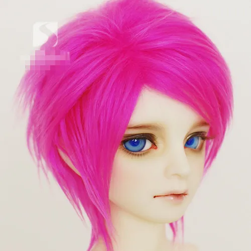 Розового цвета BJD кукла натуральный мех парик для дядя 1/3 1/4 1/6 1/8 1/12 полный Размеры кукольный парик HH90